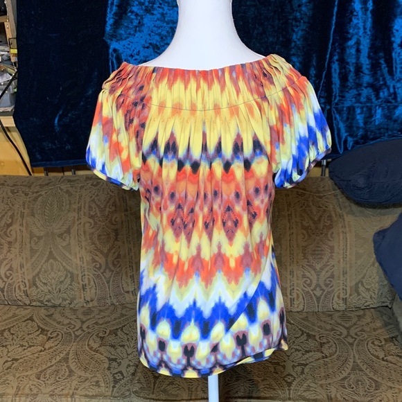 Style & Co. Size Small Chevron Blouse Dopamine Y2K Unique Wild Mature Retired - Picture 3 of 5